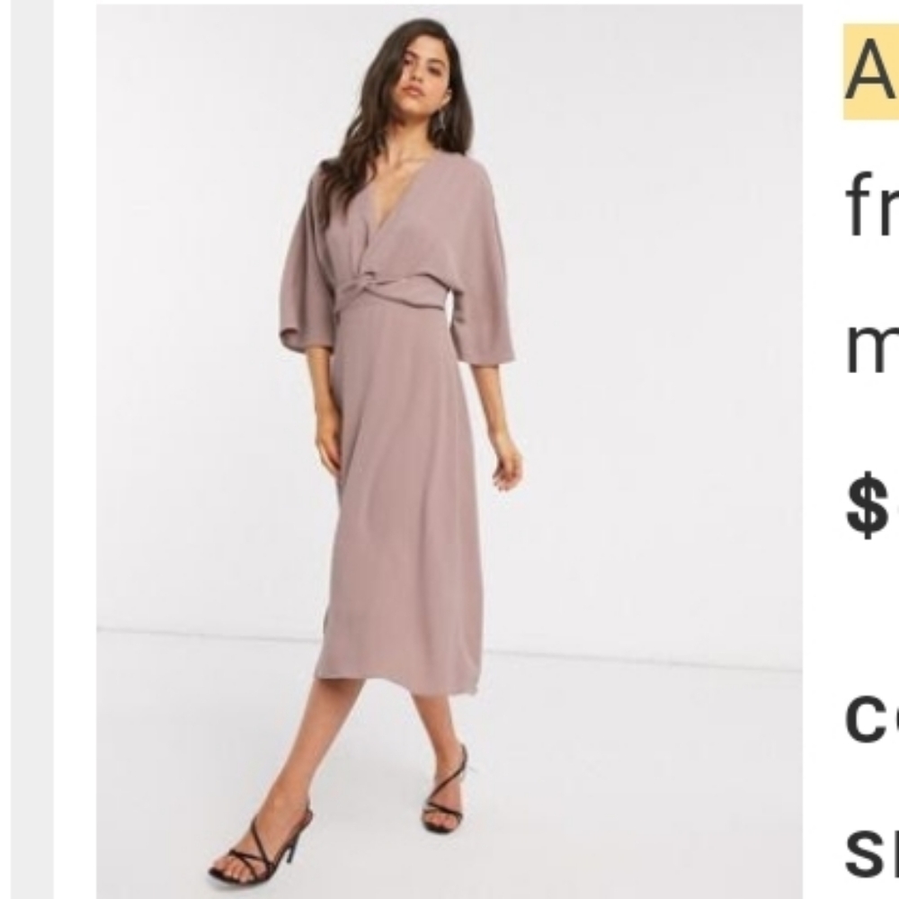 ASOS DESIGN batwing twist front midi skater dress